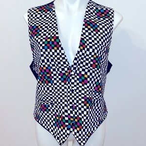 Brandon Michael Vest Medium Multicolored Optical Illusion USA Made